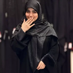 روسری نگین خطی کرپ ابریشم مشکی