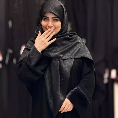 روسری نگین خطی کرپ ابریشم مشکی